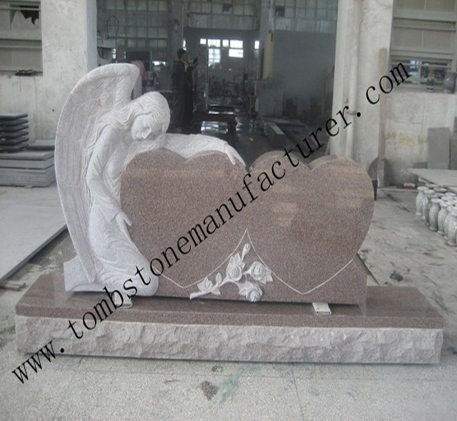 angel with double hearts headstone1
